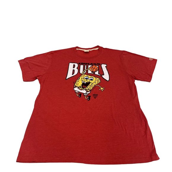 Mens Homage Sponge Bob Chicago Bulls T-shirt Red XXL - Picture 1 of 7